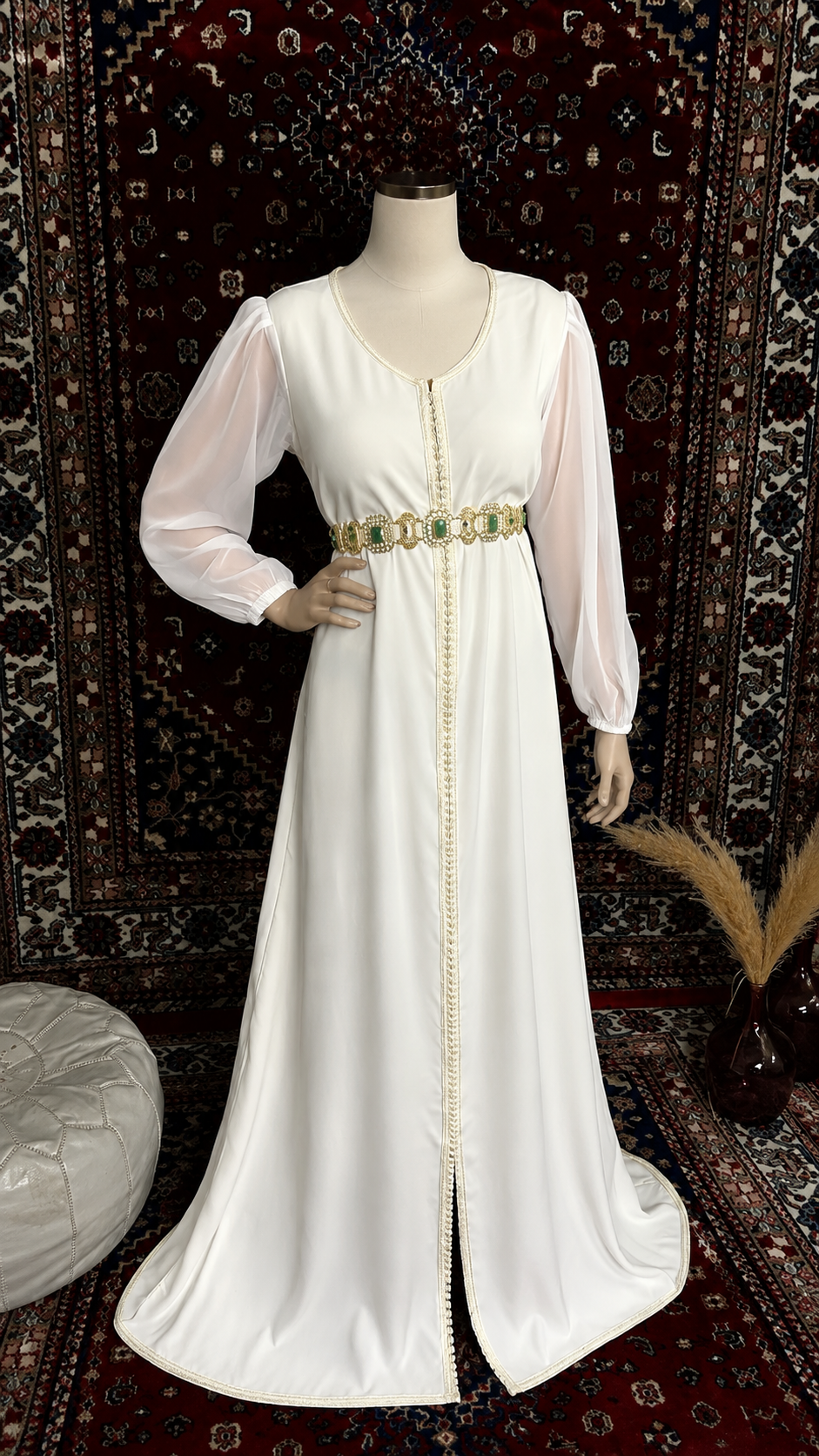 Caftan S04 blanc - caftan simple location La Seyne-sur-Mer Toulon