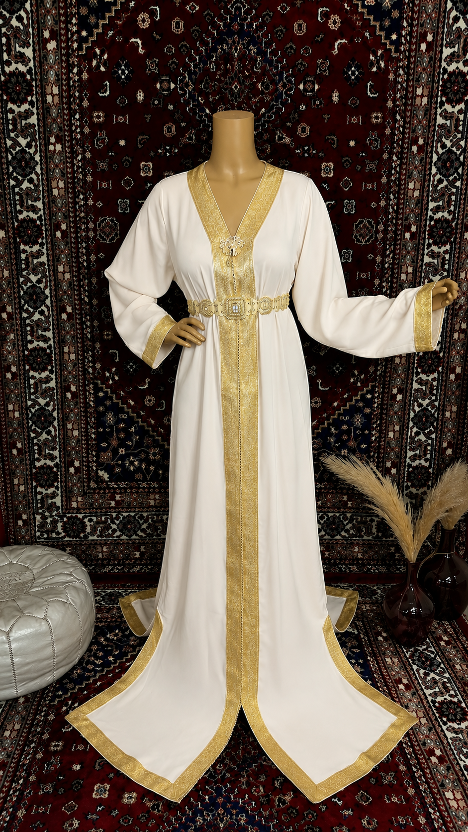 Caftan S06 blanc - caftan simple location La Seyne-sur-Mer Toulon