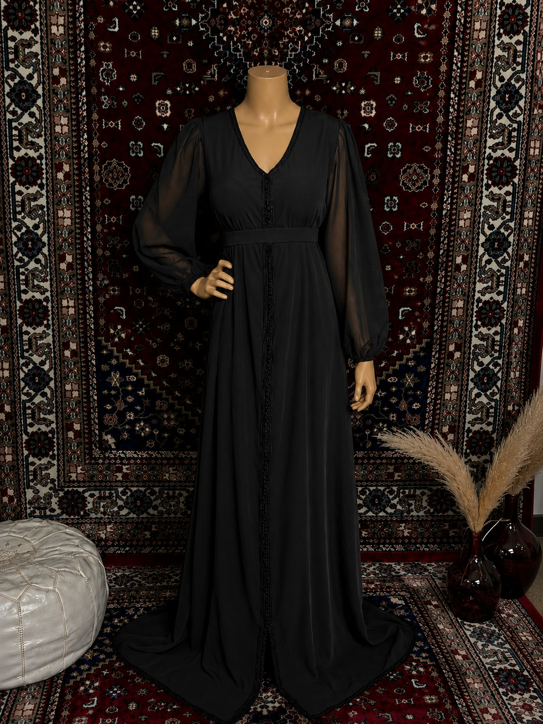 Caftan S12 noir - caftan simple location La Seyne-sur-Mer Toulon