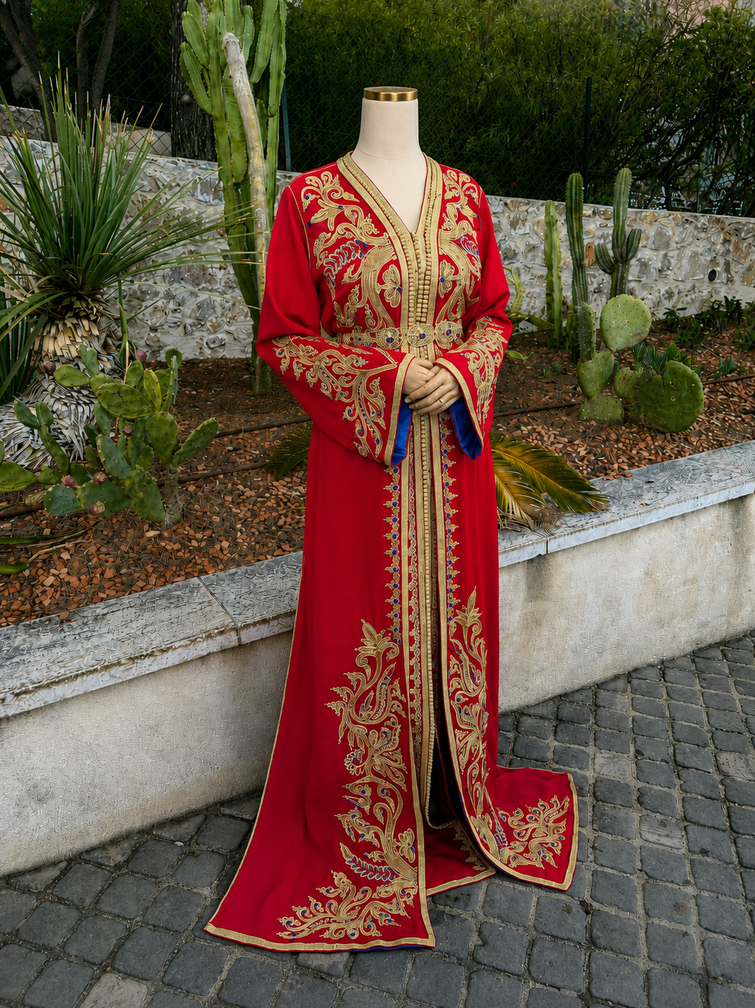 Caftan T03 rouge - caftan 2 pièces location La Seyne-sur-Mer Toulon