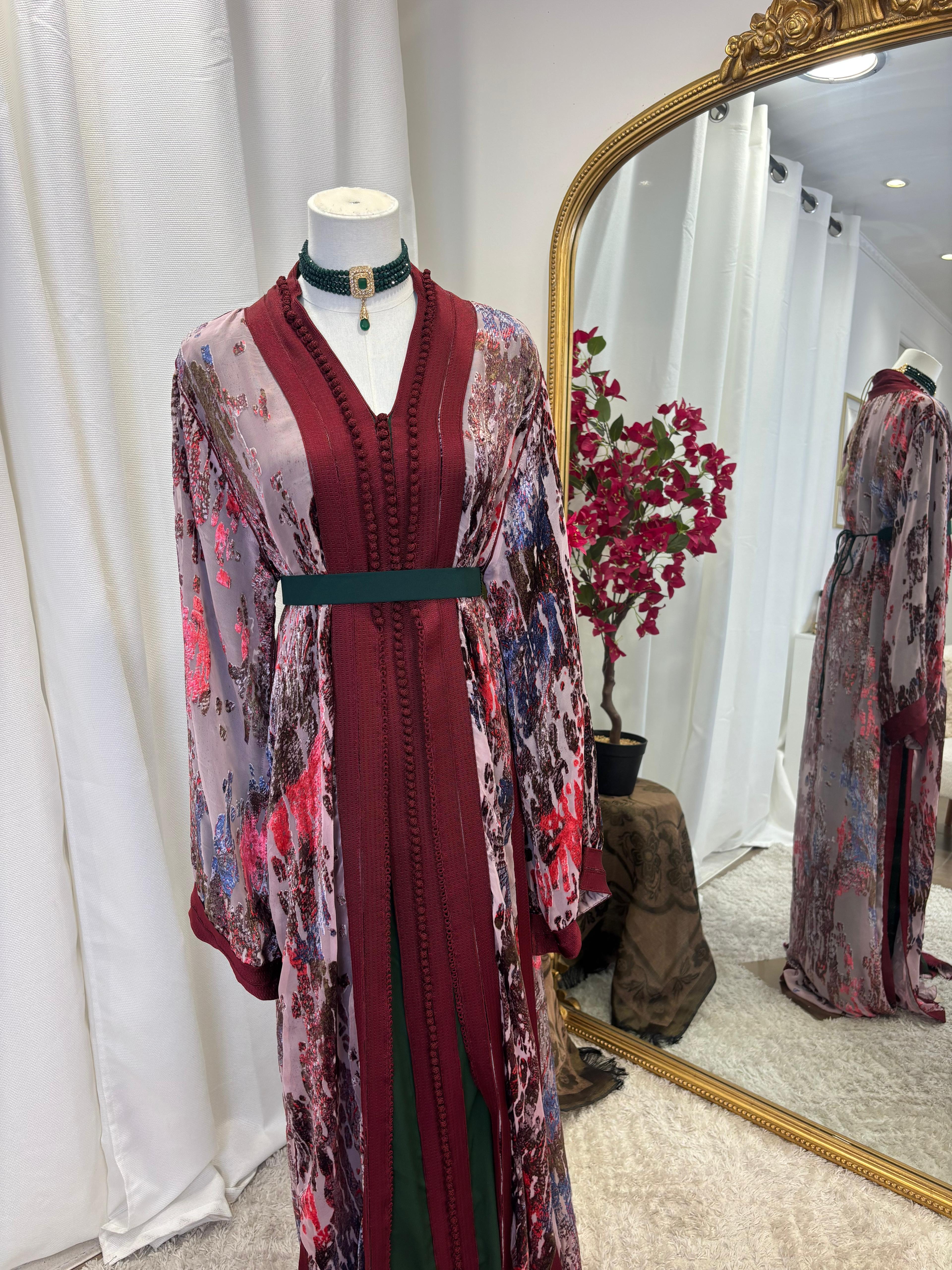Caftan T14 rouge - caftan 2 pièces location La Seyne-sur-Mer Toulon