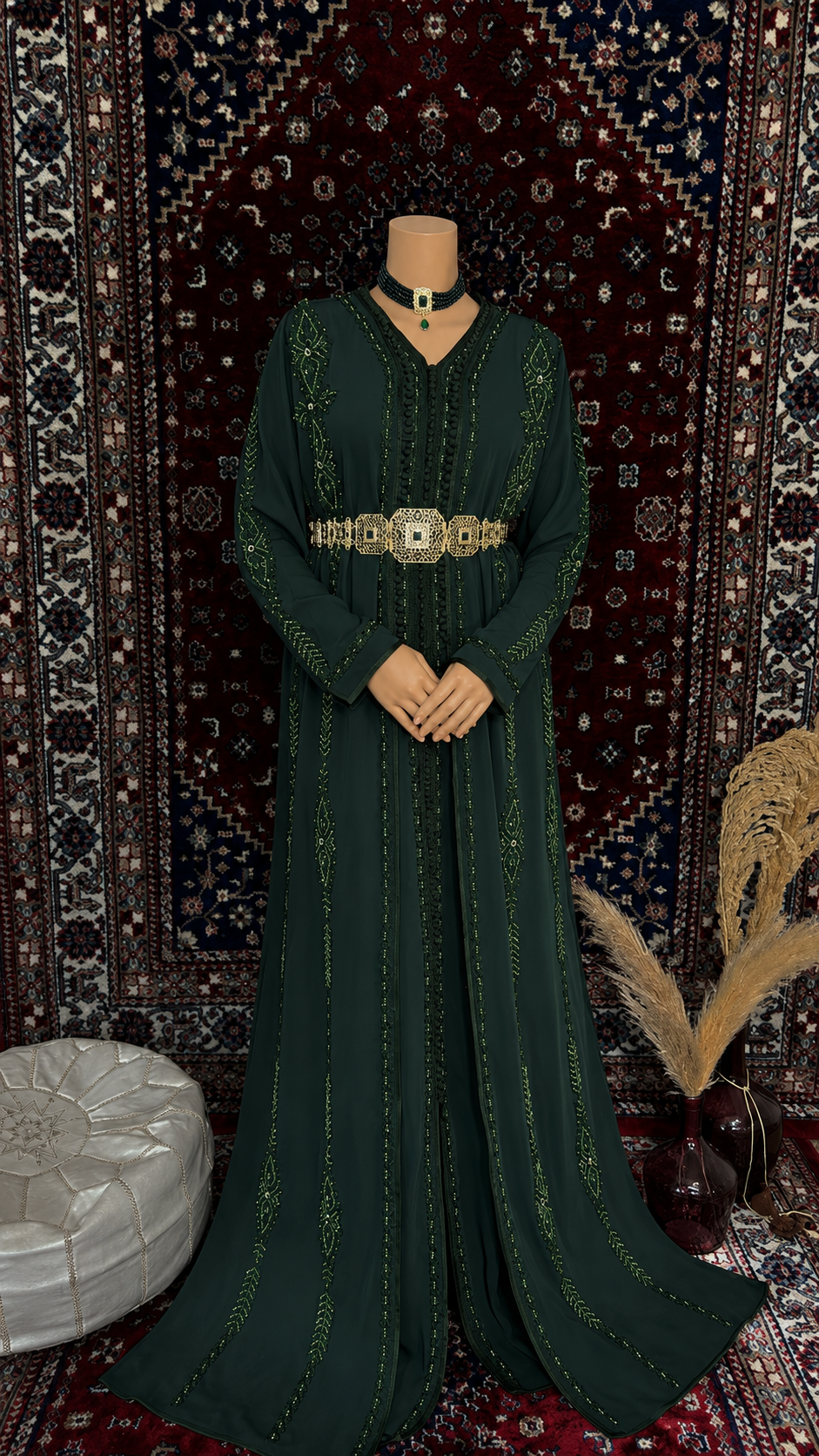 Caftan T17 vert - caftan 2 pièces location La Seyne-sur-Mer Toulon