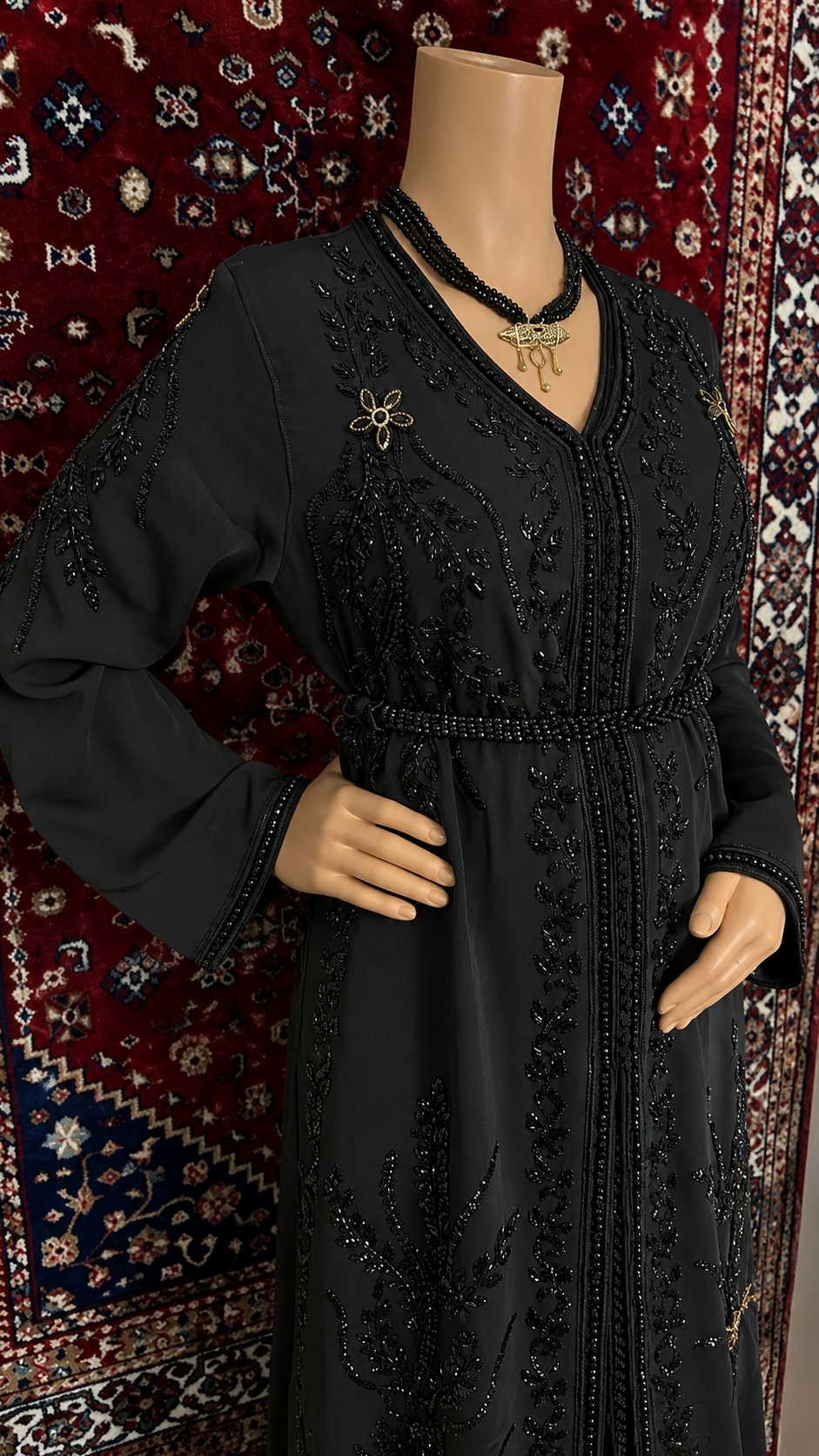 Caftan T18 noir - caftan 2 pièces location La Seyne-sur-Mer Toulon
