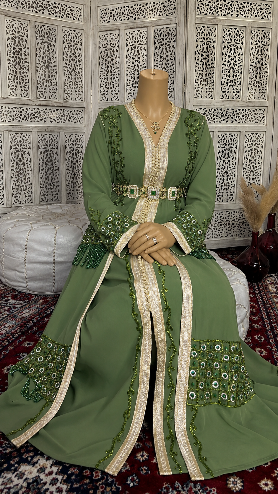 Caftan T22 vert - caftan 2 pièces location La Seyne-sur-Mer Toulon